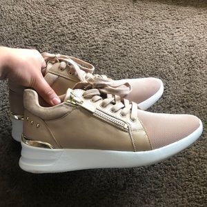 Nude sneakers with gold hardware ALDO